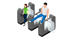 Jumping over entry gate for Metro